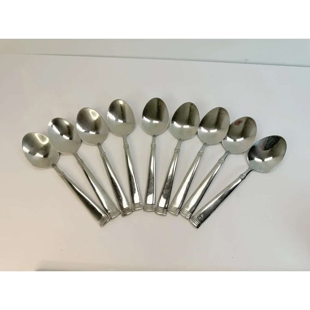 Wallace Napoli 18/10 Stainless Steel Teaspoons Set of 8 Glossy Silver